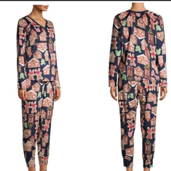 Disney Mickey & Minne Mouse Gingerbread Super Soft Fleece Pajama Set Women's S - Picture 2 of 9